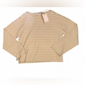 Vero Moda AWARE Peoni boatneck knit top classic sage/cream stripe size Small